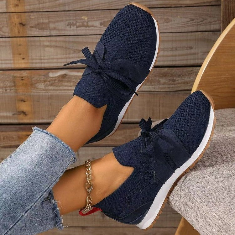 Women's Comfortable Fly Woven Mesh Lace-up Casual Shoes - Bests Sale