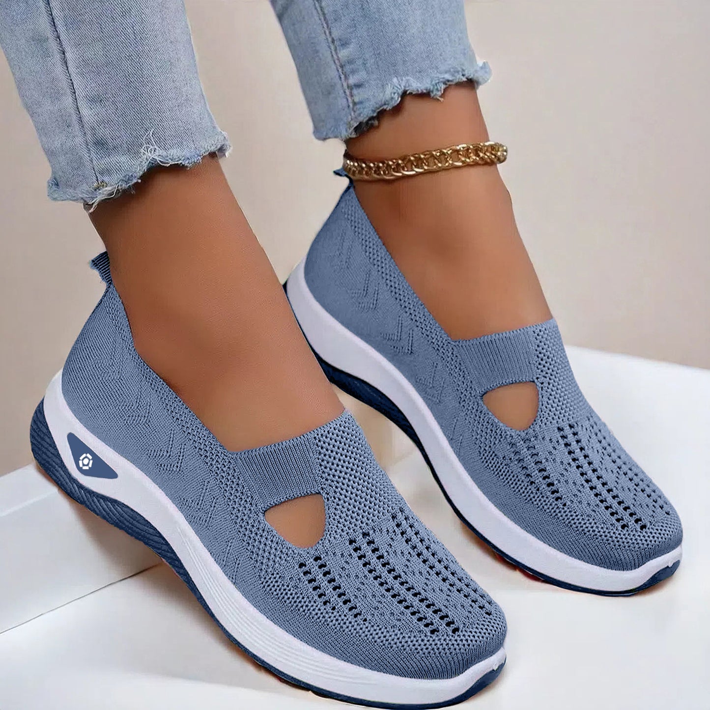 Mesh Flats Shoes Fashion Breathable Non-slip Soft Bottom Casual Shoes For Women - Bests Sale
