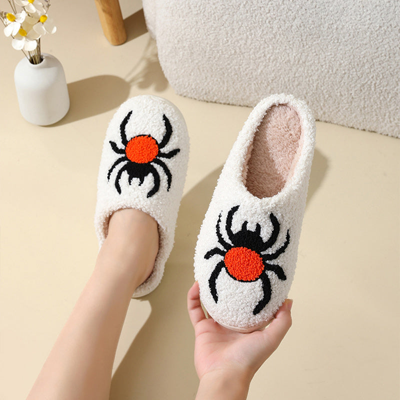 Halloween Spider Witch-hat Slippers Home Indoor Non-slip Floor Bedroom Slippers Winter Warm House Shoes For Women Men Bests Sale