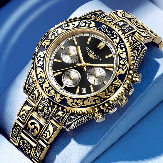Vintage Engraving Quartz Multi-function Men's Watch Bests Sale