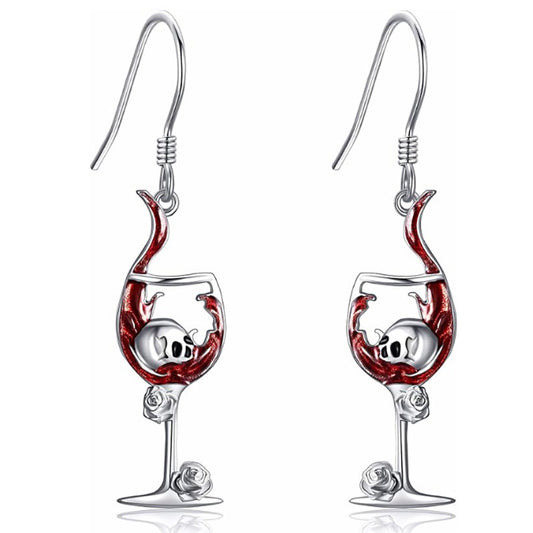 Halloween Skull Wine Glass Creative Earrings European And American - Bests Sale