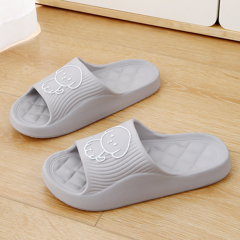 Cute Cartoon Dog Slippers Summer Solid Color Non-slip Rhombus Bathroom Slipper Indoor House Shoes For Men Women Couples - Bests Sale