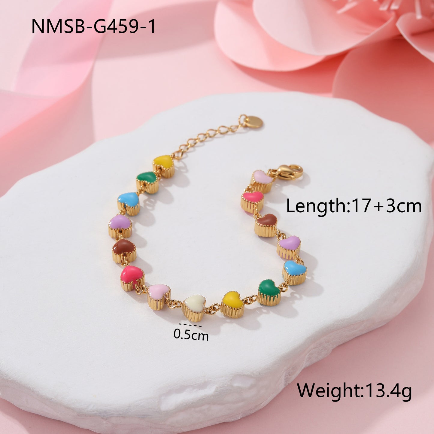 Colorful Oil Necklace Love Heart-shaped Titanium Steel Bracelet - Bests Sale