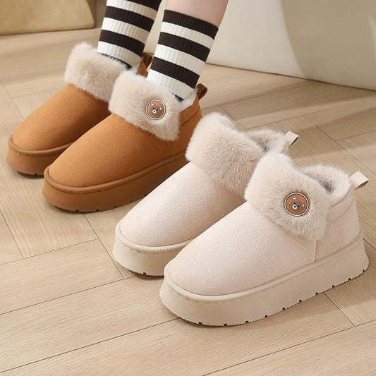 Ankle Wrap Cotton Slippers Thickened Couple Non-slip Warm Cotton Shoes - Bests Sale