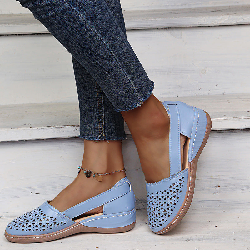 Round Toe Wedge Cross-border Large Size Flat Bottom Women's Sandals - Bests Sale