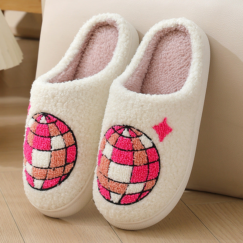 Comfortable Home Warm Cartoon Embroidered Balloon Cotton Slippers - Bests Sale