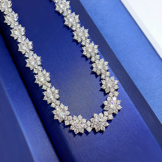 925 Silver High Carbon Diamond Sunflower Collarbone Chain - Bests Sale