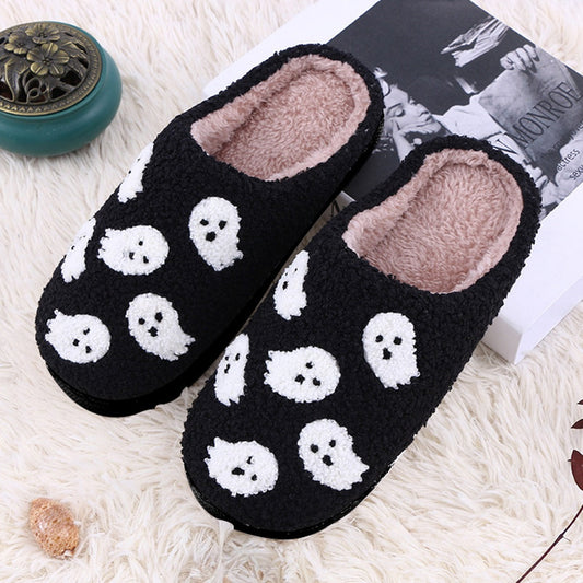 Halloween Funny Spider Ghost Scary Flat Indoor House Shoes For Women Men Soft Plush Cozy Horror Halloween Gifts Bests Sale