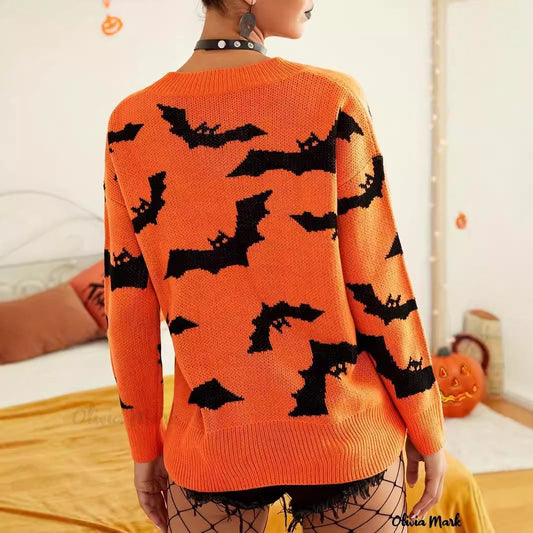 Fashion Women's Wear Long Sleeve Halloween Brocade Sweater Knitted Bests Sale