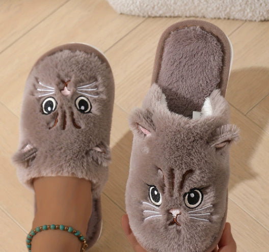 Autumn And Winter Cotton Slippers Men And Women Couple Kitty Cartoon - Bests Sale