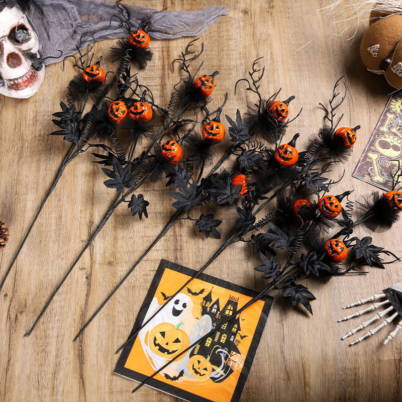 Halloween Decorations Black Horror Pumpkin Twig Cutting Bouquet Coffee Jasper
