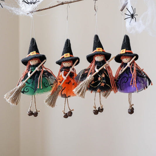 Halloween Mesh Broom Girl Angel Christmas Tree Pendant Bests Sale