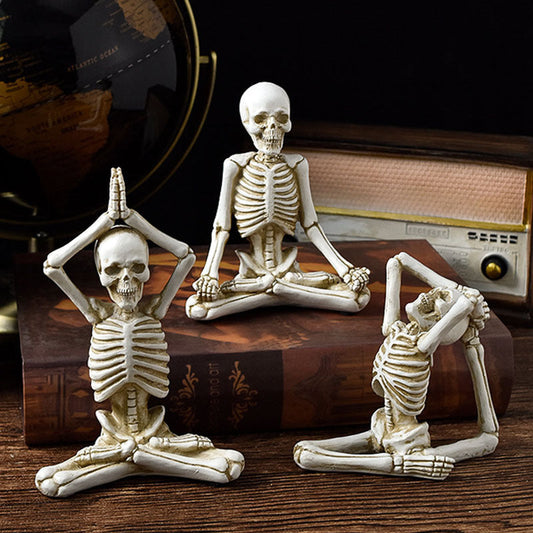 Halloween Horror Desktop Decoration Resin Ornaments Feature Modeling Yoga Skull Skeleton Bests Sale