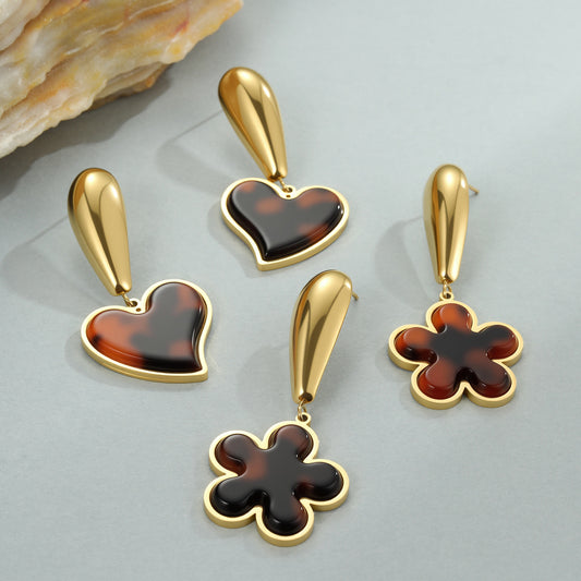 Tortoiseshell Resin Hawksbill Color Earrings - Bests Sale