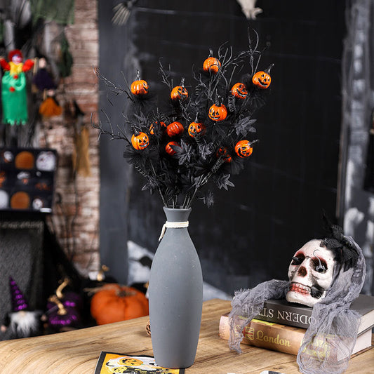 Halloween Decorations Black Horror Pumpkin Twig Cutting Bouquet Coffee Jasper