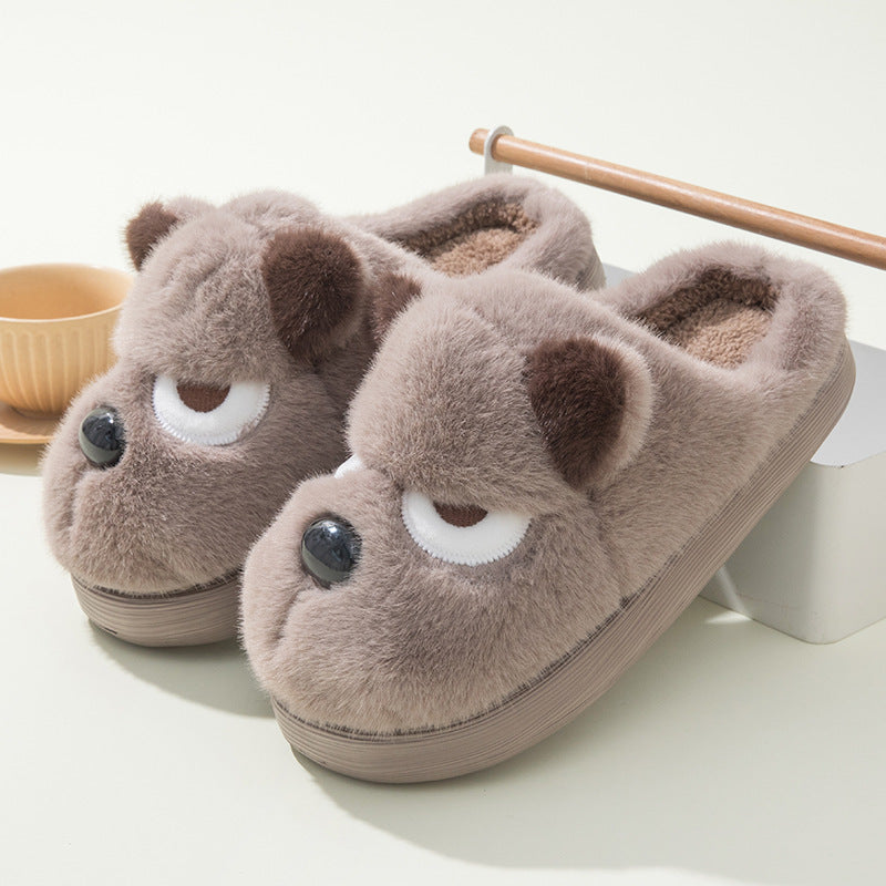 Warm And Cute Puppy Platform Non Slip Cotton Slippers - Bests Sale