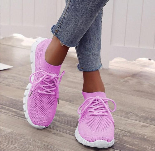 Women's Breathable Sneaker High-cut Lace-up Platform Casual Shoes - Bests Sale