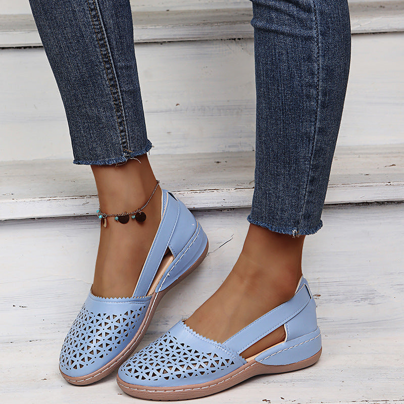 Round Toe Wedge Cross-border Large Size Flat Bottom Women's Sandals - Bests Sale