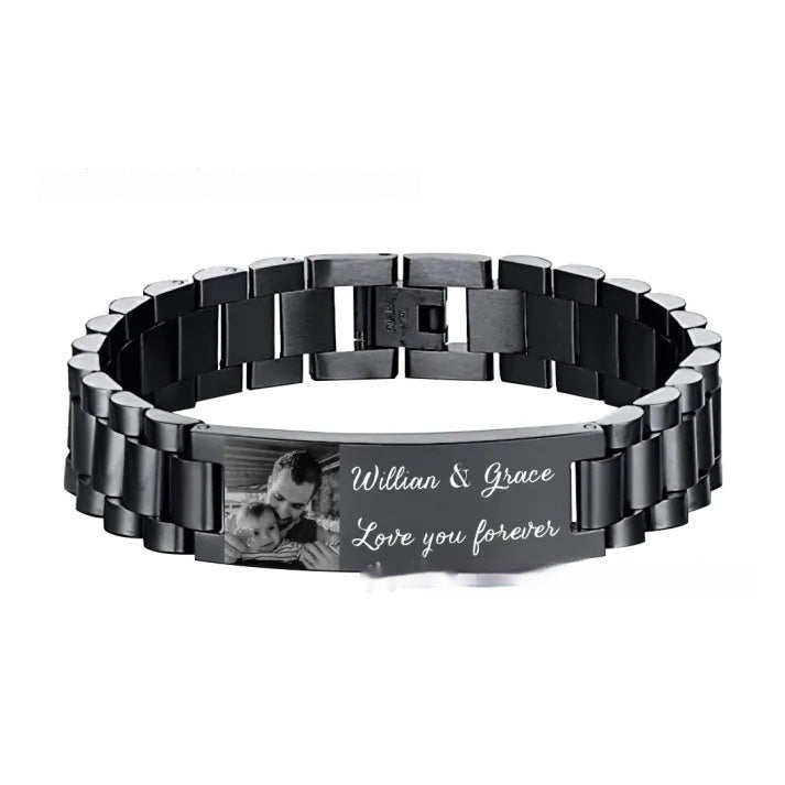 Men's Lettering Bracelet Stainless Steel Curved Piece - Bests Sale