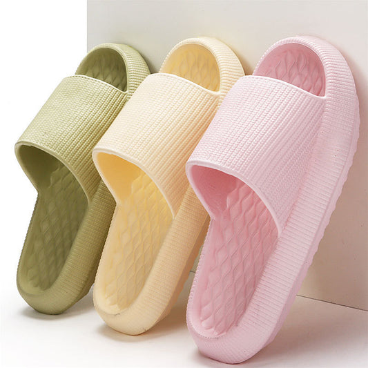 Summer EVA Slippers Solid Color Rhombus Stripe Anti-slip Slippers New Women's Home Shoes - Bests Sale