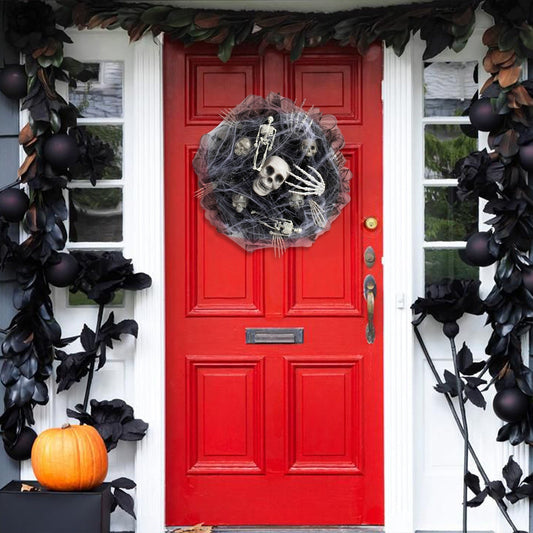 Halloween Black Mesh Skull Garland Party Layout Props Coffee Jasper
