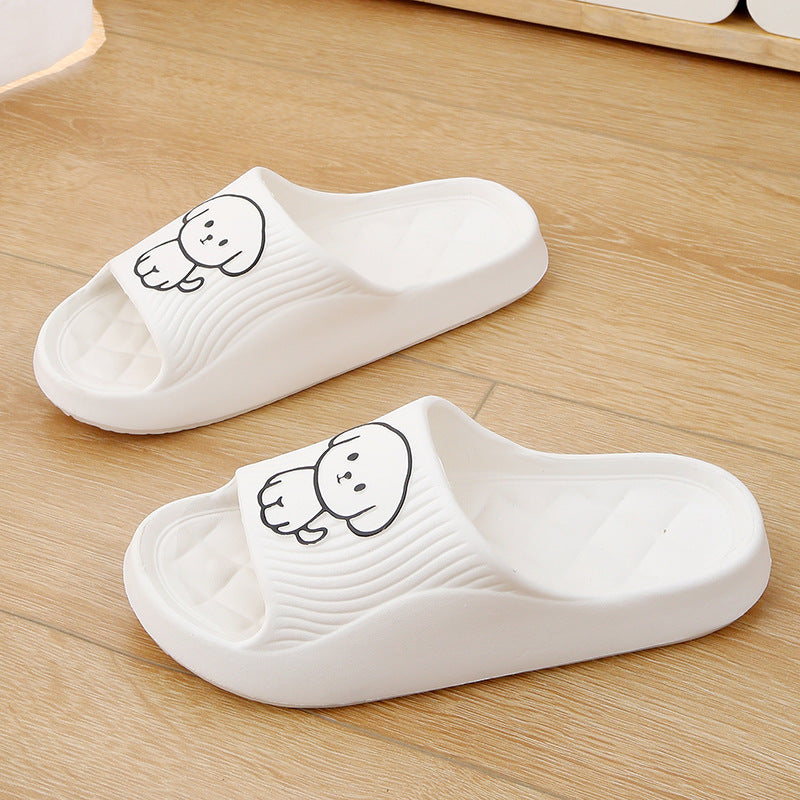 Cute Cartoon Dog Slippers Summer Solid Color Non-slip Rhombus Bathroom Slipper Indoor House Shoes For Men Women Couples - Bests Sale