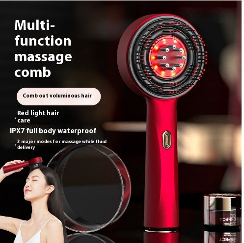 Electric Massage Comb Home Scalp Drain Comb Red Light Anti-slip Hair Care Multi-functional Massage Comb Coffee Jasper