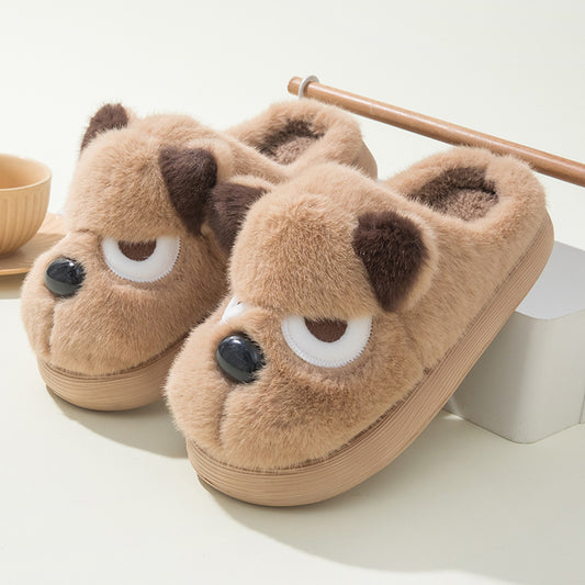 Warm And Cute Puppy Platform Non Slip Cotton Slippers - Bests Sale