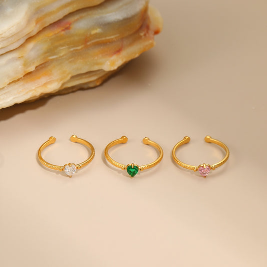 Inlaid Zircon Love All-match Open Ended Ring - Bests Sale