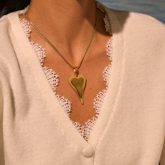 Double Heart Snake Bones Chain Stainless Steel Design Sense - Bests Sale