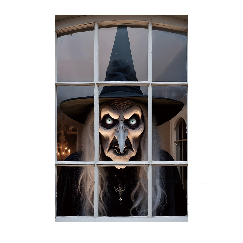 3D Holiday Window Cover Witch Halloween Window Cover - Bests Sale