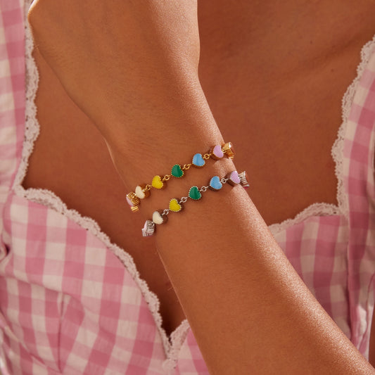 Colorful Oil Necklace Love Heart-shaped Titanium Steel Bracelet - Bests Sale