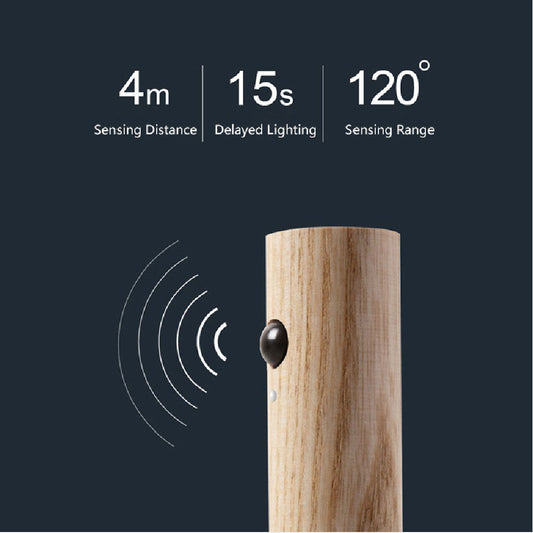 Auto LED USB Magnetic Wood Wireless Night Light Corridors Porch Lights PIR Motion Sensor Wall Light Cabinet Lamp Coffee Jasper