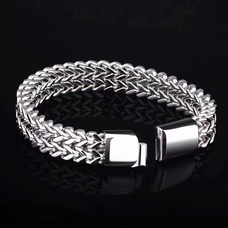 Hip Hop Stainless Steel Front And Back Men's Bracelet Simple - Bests Sale