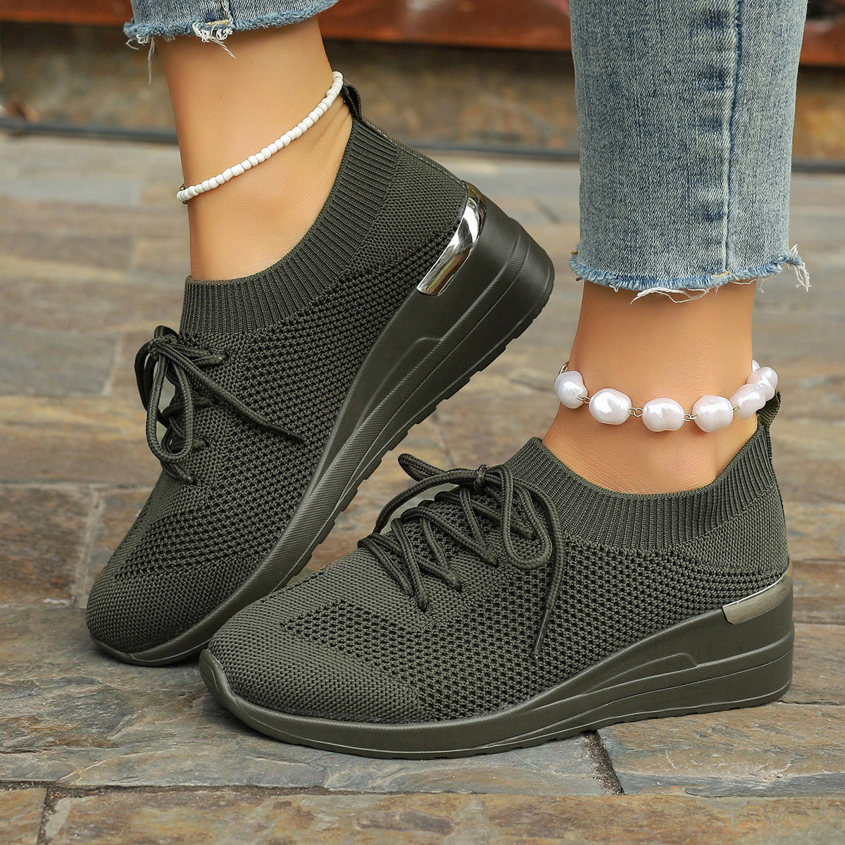 Round Head Leisure Front Lace-up Platform Shoes - Bests Sale