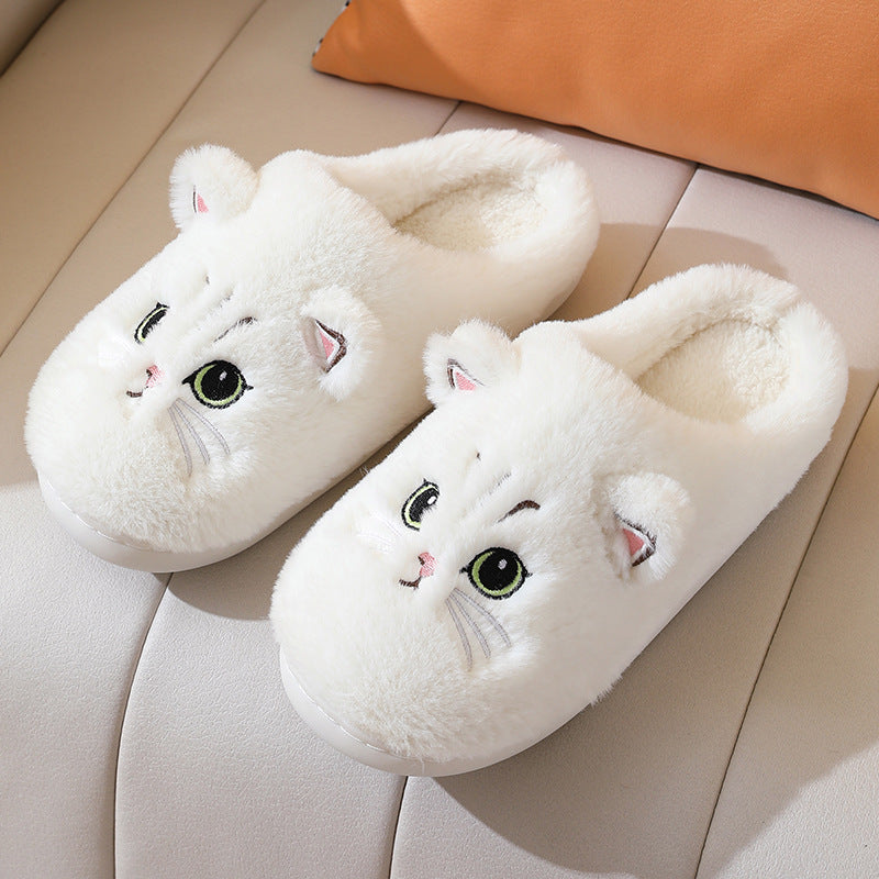 Autumn And Winter Cotton Slippers Men And Women Couple Kitty Cartoon - Bests Sale