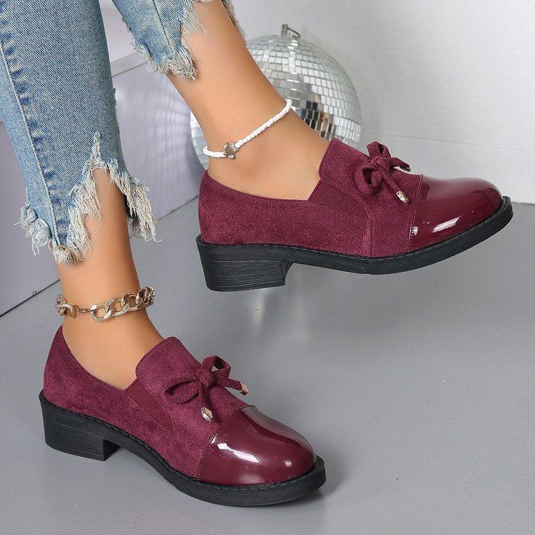 Women's Bowknot Chunky Heel One Pedal Loafer - Bests Sale