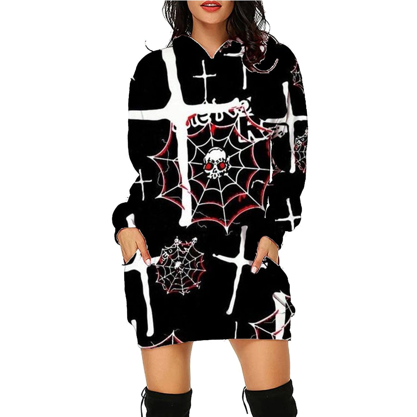 Halloween Print Long Hoodie With Pockets Sweater Long Sleeve Clothes Women Bests Sale