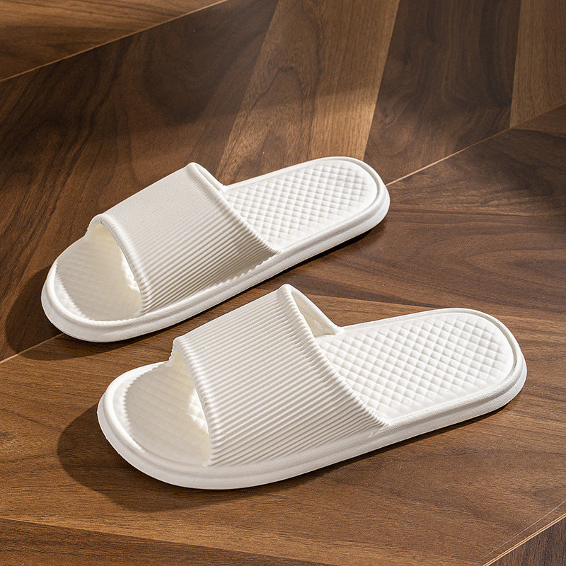 Summer Slipper Indoor House Shoes For Men Women Couples Solid Color Rhombus Striped Non-slip Bathroom Slippers - Bests Sale