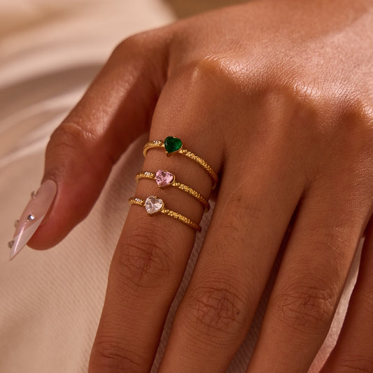 Inlaid Zircon Love All-match Open Ended Ring - Bests Sale
