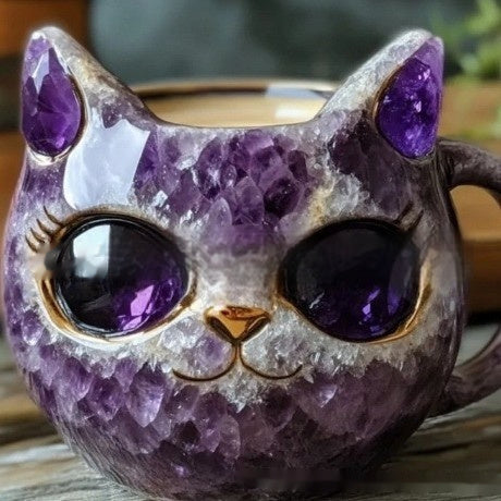 Geode Mug Crystal Cat Cup Resin Crafts Bests Sale