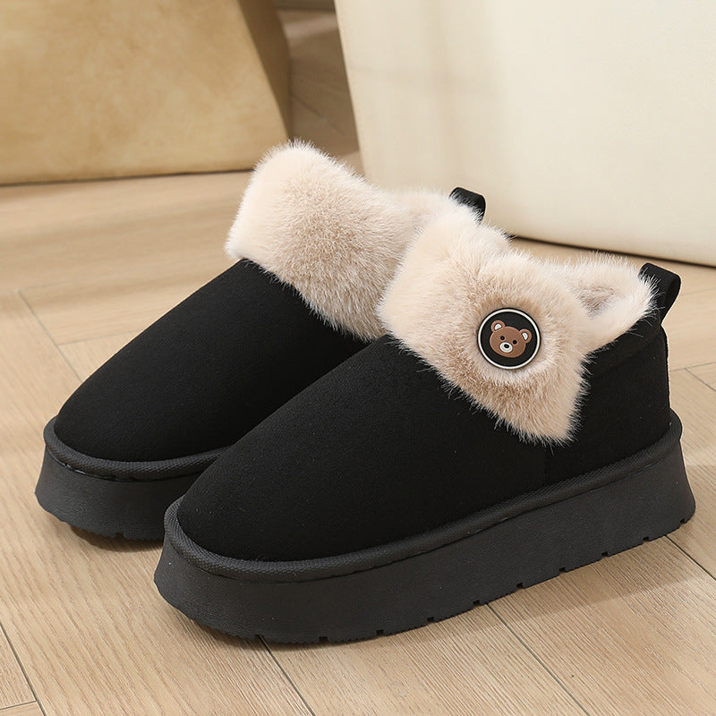 Ankle Wrap Cotton Slippers Thickened Couple Non-slip Warm Cotton Shoes - Bests Sale