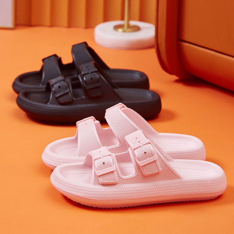 Platform Slippers Women's Summer Buckle Home Shoes Fashion Outdoor Wear Soft Bottom Sandals - Bests Sale