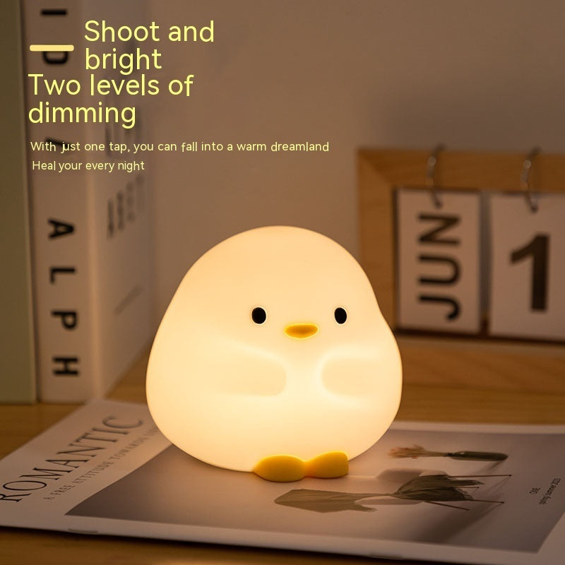Cute Duck LED Night Lamp Cartoon Silicone USB Rechargeable Sleeping Light Touch Sensor Timing Bedroom Bedside Lamp For Kid Gift Home Decor Coffee Jasper