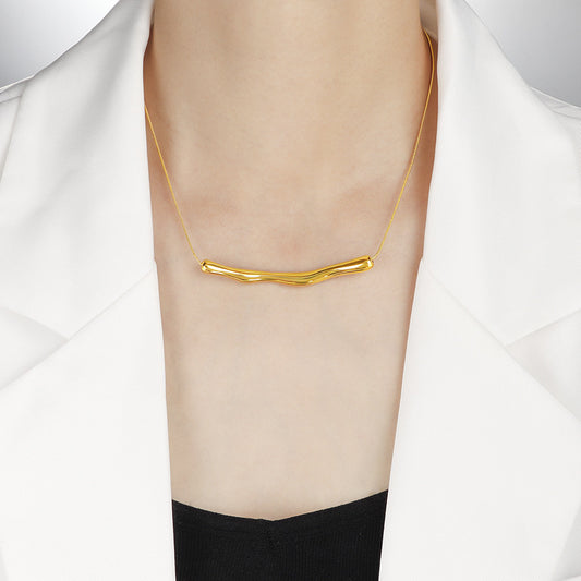 Irregular Pleated Necklace Titanium Steel Women - Bests Sale