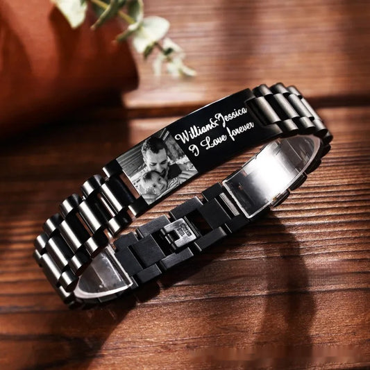 Men's Lettering Bracelet Stainless Steel Curved Piece - Bests Sale