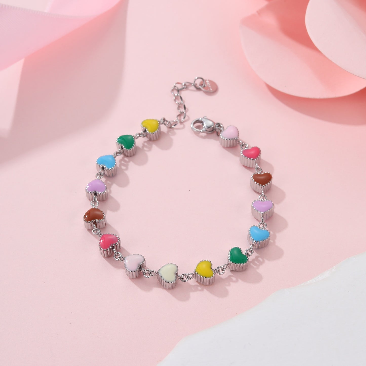 Colorful Oil Necklace Love Heart-shaped Titanium Steel Bracelet - Bests Sale