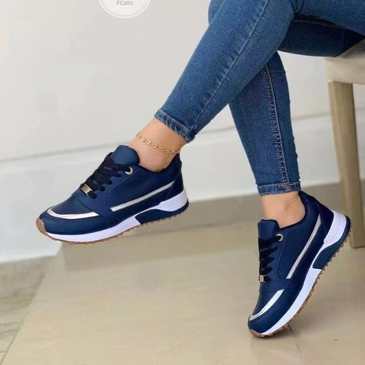 Casual Lace-up Flat Shoes Women Shallow Round Toe Sports Walking Sneakers - Bests Sale