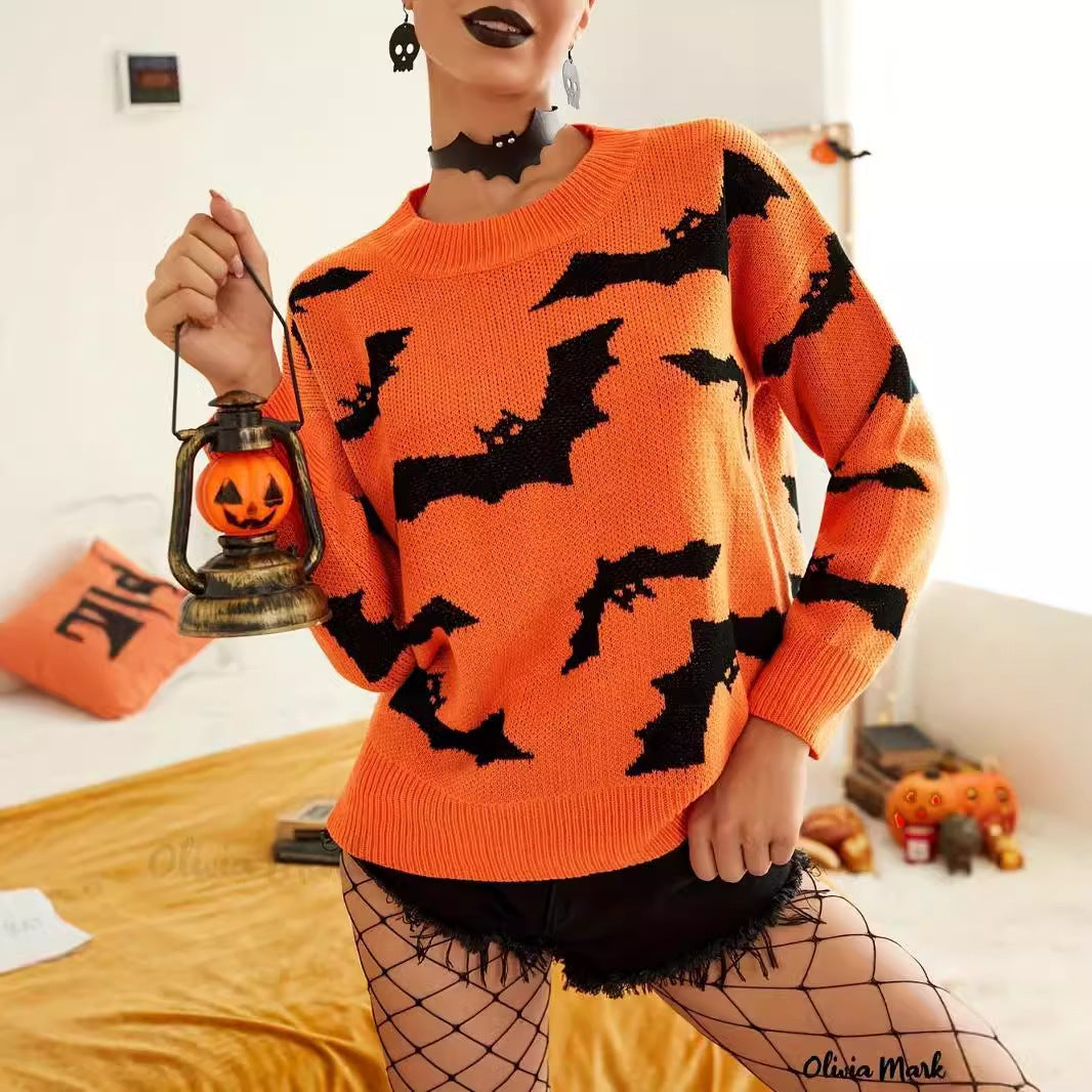 Fashion Women's Wear Long Sleeve Halloween Brocade Sweater Knitted Bests Sale