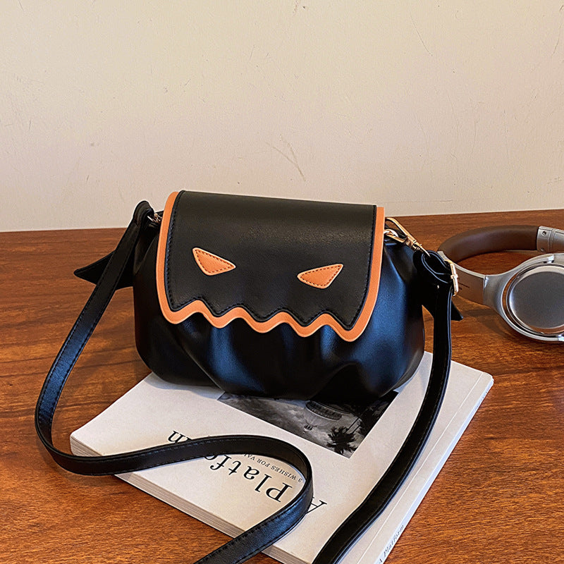 Funny Crossbody Bag Halloween Pumpkin Cartoon Shoulder Bags With Small Wings Personalized Creative Female Handbag - Bests Sale